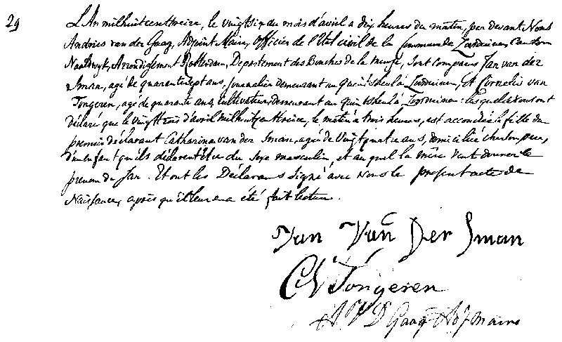 18130426 geb akte 29 Jan zv Catharina vd Sman